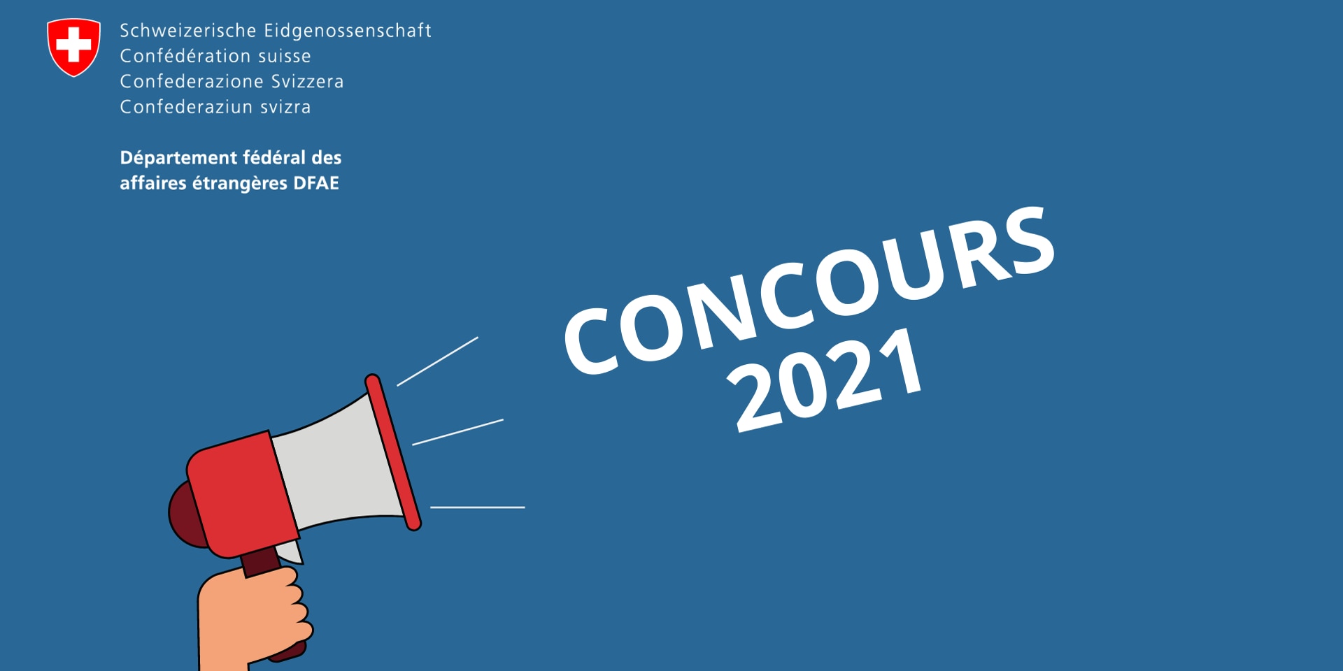 Représentation graphique d’un mégaphone annonçant le concours 2021.