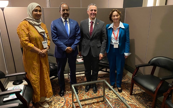 Bundespräsident Cassis und der somalische Präsident Hassan Sheikh Mohamud bei ihrem Treffen in New York.