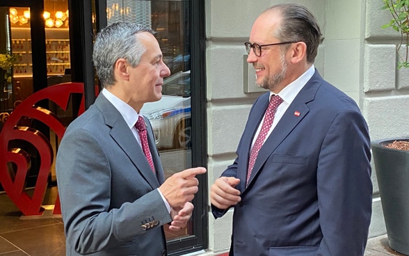 Bundespräsident Ignazio Cassis trifft in New York den österreichischen Aussenminster Alexander Schallenberg. 
