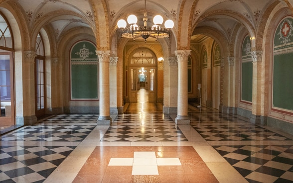The corridors of the Swiss Federal Palace.
