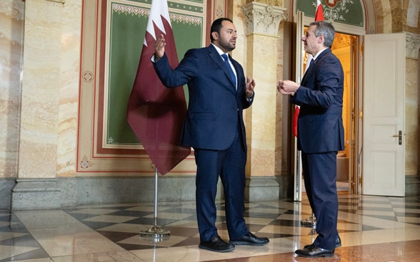 Le conseiller fédéral Ignazio Cassis rencontre le ministre d'État du Qatar Mohammed bin Abdulaziz Al-Khulaifi pour un entretien bilatéral à Berne.