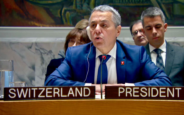 Bundesrat Ignazio Cassis spricht im UNO-Sicherheitsrat.