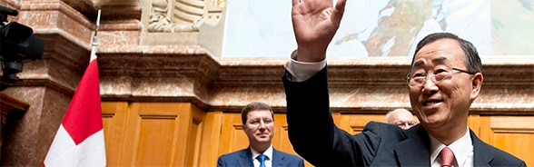 Foto des Generalsekretärs der Vereinten Nationen im Bundeshaus in Bern