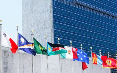 Flags at the UN headquarters.