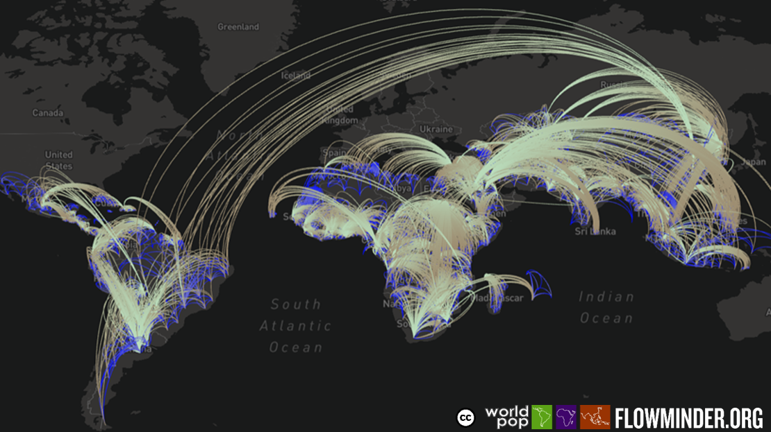 Illustration of estimated migration movements between developing and emerging countries.