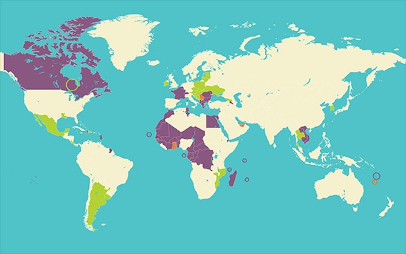 Mappamondo dei membri della Francofonia