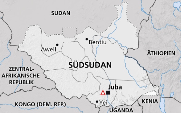 Auf der Karte ist der Südsudan zu sehen.
