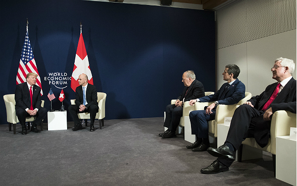 Rencontre du président de la Confédération Berset et de la délégation suisse avec le président américain Trump.