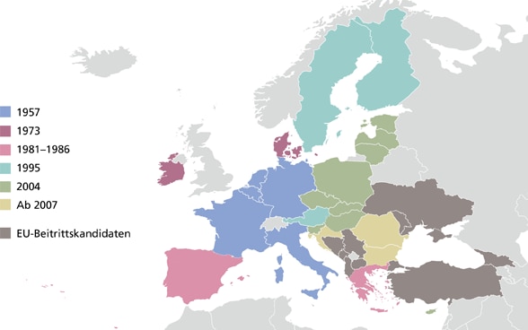 Die Erweiterungsschritte der EU seit 1957