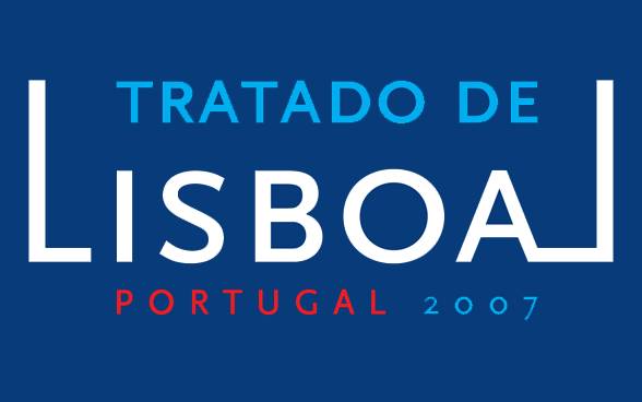 L'image montre le logo du Traité de Lisbonne. Celui-ci a été signé par les États membres de l'UE en 2007 et ratifié en 2009.