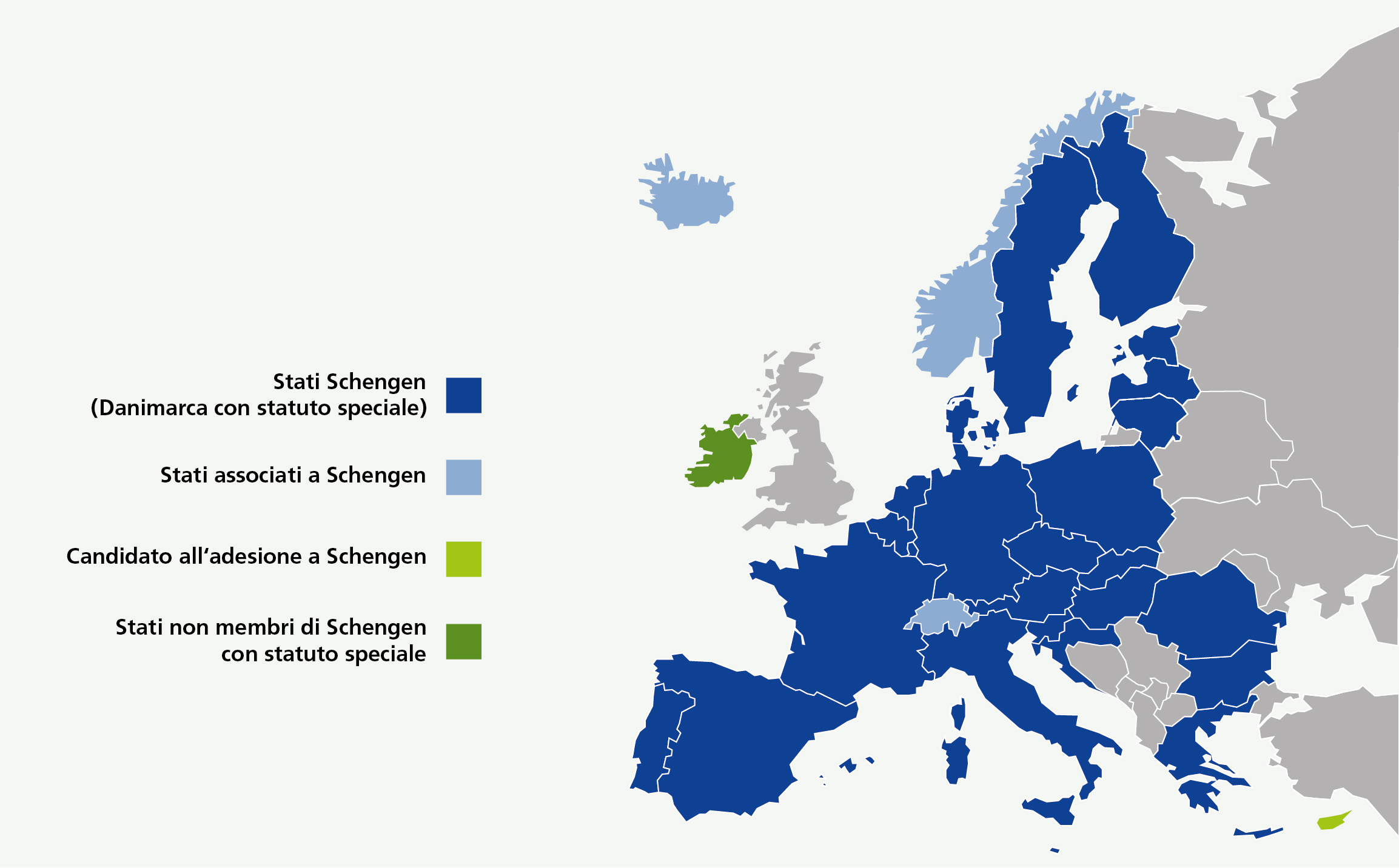 Cartina dello spazio Schengen