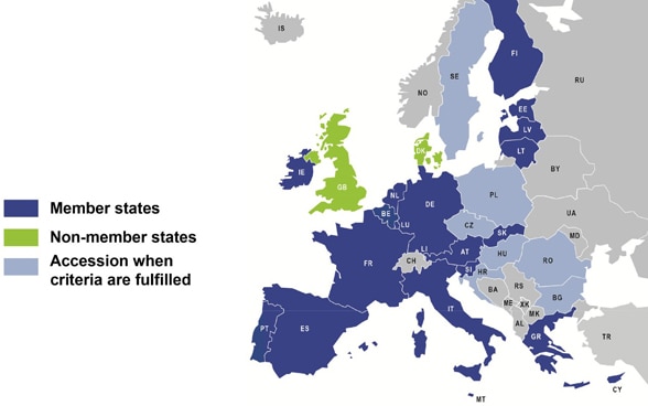 Map of the economic and monetary union