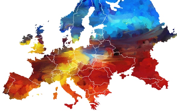 Multicoloured map of Europe