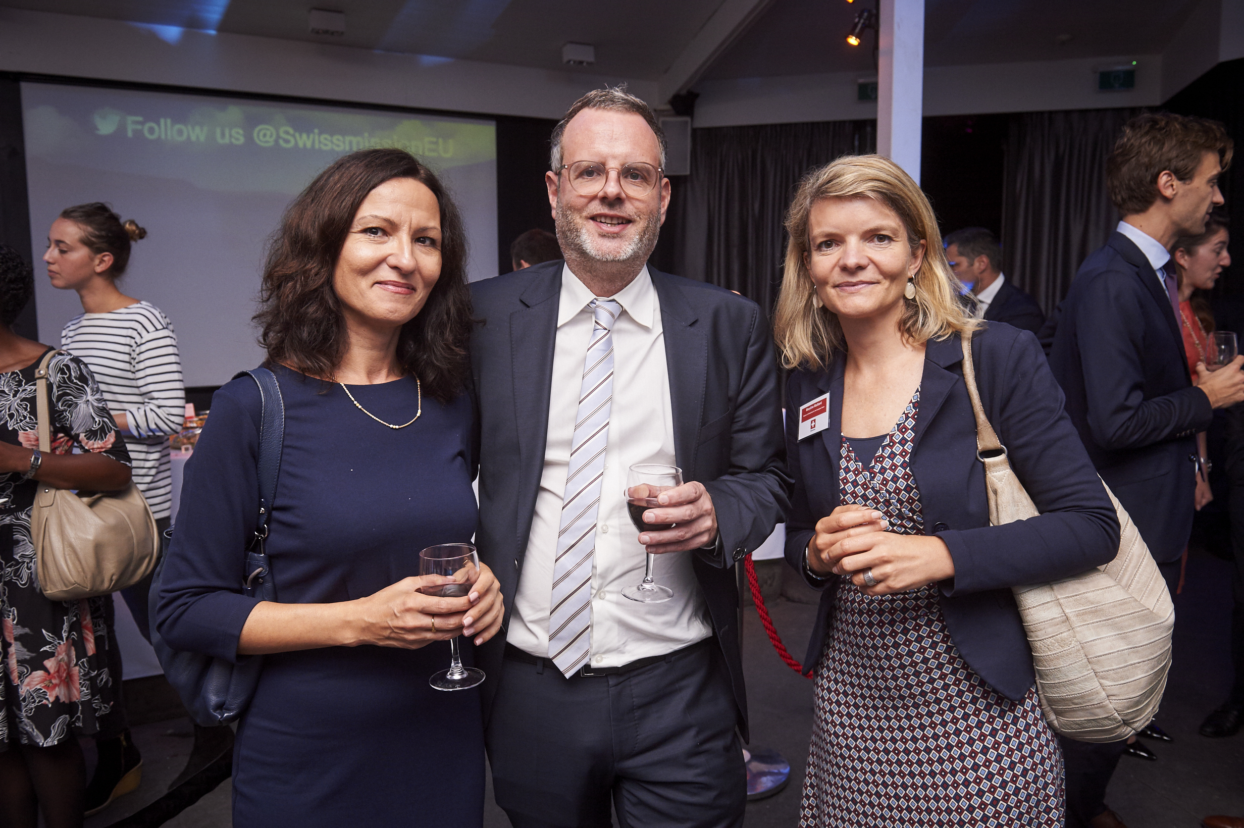 Mr Peter Stuckmann and his wife, DG Connect, European Commission, and Ms Maryline Maillard, Counsellor of the Swiss Mission to the EU