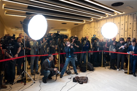 Bunch of journalists, cameras