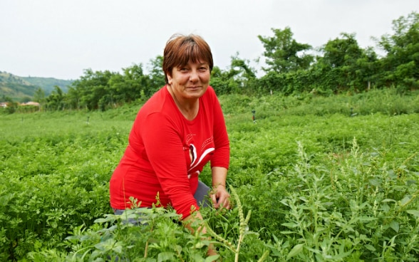 Une femme dans un jardin